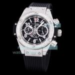 Hublot Big Bang Iced Out Skeleton Chronograph Replica Watch SS Black Dial